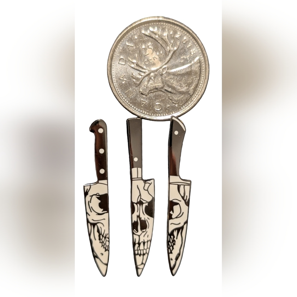 ⚡💀🔪💀🔪💀⚡ Enamel pin Trio "Sharp bones"